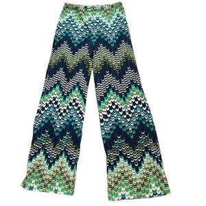 Coco Bianco Palazzo Chevron Peacock Pants Size Small NWT